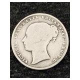 1867 Silver Great Britain One Shilling