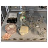 Incolay jewelry box and glasses set silver plate