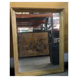 Framed mirror w/gold-colored, approx 34x45in