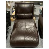 Brown pleather Lounge chair, approx 60in long