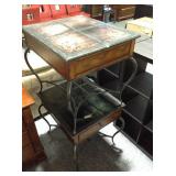 2 Metal & wood side tables w/drawer, approx