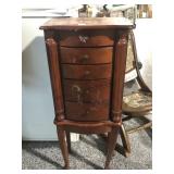 Jewelry armoire w/mirror and drawers, approx 35in