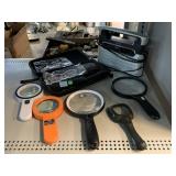 Vintage Radio Shack Radio, Lighted Magnifiers,