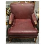 Wood Armchair W/Leather Cushion