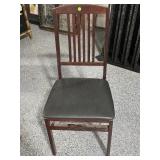 Solid wood folding chair w/pleather seat