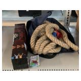 Dartboard and Tug of War Rope Game.