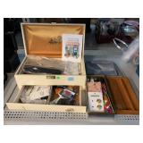 Vintage jewelry box with contents buttons and