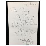 Maggie Thrett Handwritten Signed Note