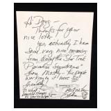 Sabrina Scharf Handwritten Signed Note
