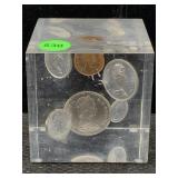 1971 Canadian Type Set In Cube Plexiglass