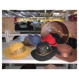 Ladies vintage hats with round carrier case