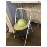 Step ladder and hard hat with sun protection used