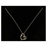 Sterling Necklace & Heart Pendant, Tw 3.8g Sz 18in