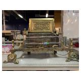 Large Vintage brass style electric fire grate a