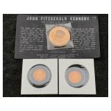 1963 Jfk Copper Medal W/2-1886-1986 Liberty Copper