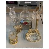 Vintage brass bronze and Glass decor