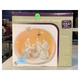Collectible lighted porcelain angel with nativity