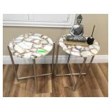 Pair Stone Top Accent Tables 21in H & Home Decor