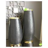 Faux Snake Skin Decor Vases. 19in. Tallest