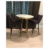 39in H Marble Top Bistro Table w/ 2 Chairs