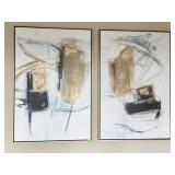 2 Large Modernist Framed Wall Art on Canvas 41x61