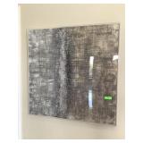 Plexiglass Framed mixed media canvas, approx