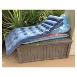 Plastic trunk w/pool inflatables and more, approx