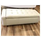 Beige Padded Storage Bench w/ Contents 52x20
