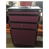 Purple organizer Makeup train on wheels, approx