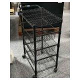 Black metal cart, approx 15x21x33in