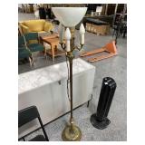 Vtg Floor lamp w/Onyx and White glass shade,