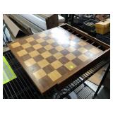 Large solid wooden chess board and pieces