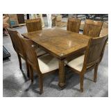 Solid wood dining table, country style, 6 chairs,
