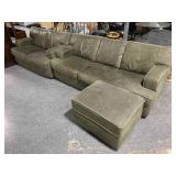 Green pleather Coach and loveseat, needs