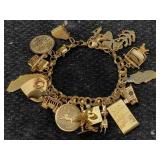 14k Gold Charm Bracelet, Tw 39.4g W/14k, 10k &