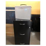 Metal file cabinet and lock box, no keys,