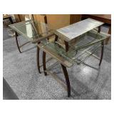 Metal/Glass corner desk, approx 42in long each