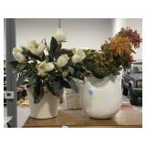 2 Faux flower w/vases, approx 23in tall
