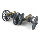 Pair Vtg Brass & Cast Iron Mini Cannons marked  C