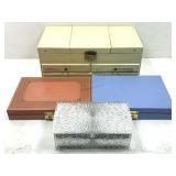 4 Jewelry Boxes, Approx 16in Long