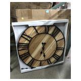 Wood Quartz wall decorative clock, approx 23in