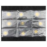 9-1943 Steel Wartime Pennies, 24kt Gold Plated