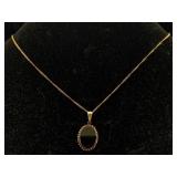 14k Gold Chain W/10k Gold Onyx Pendant, Tw 3.6g,