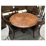 Round solid wood dining table w/4 chairs, approx