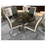 Dining table w/glass top and 4 chairs, approx