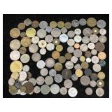 Bag Of Foreign Currency Coins & Tokens