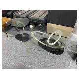 Modern glass top coffee table and side table,