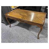 Vtg Inlaid Wood coffee table, approx 3ft long