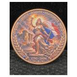 1 Oz Fine Copper, Colorised Republic Of France
