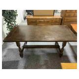 Wood dining table, approx 36x72x30in